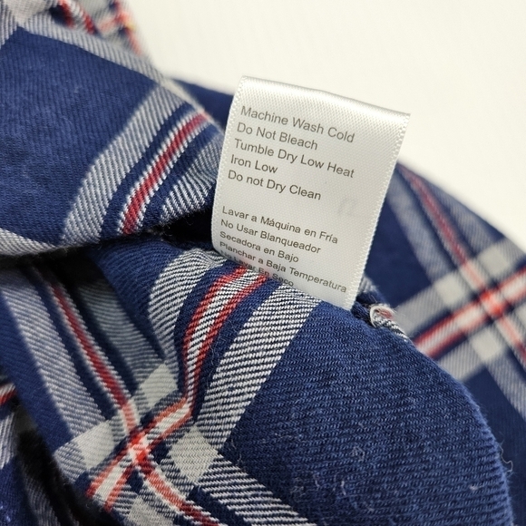 Jachs Girlfriend Shirt Medium Flannel Snap Front Long Sleeve Blue Plaid BEA NWT - Picture 7 of 9